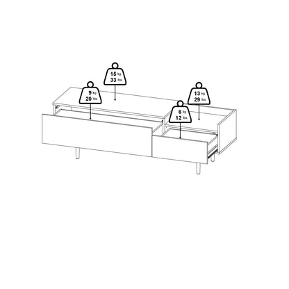 Furniture To Go Unit Sideboard 2 Drawers 3 Doors in White and Walnut