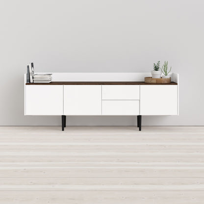 Furniture To Go Unit Sideboard 2 Drawers 3 Doors in White and Walnut