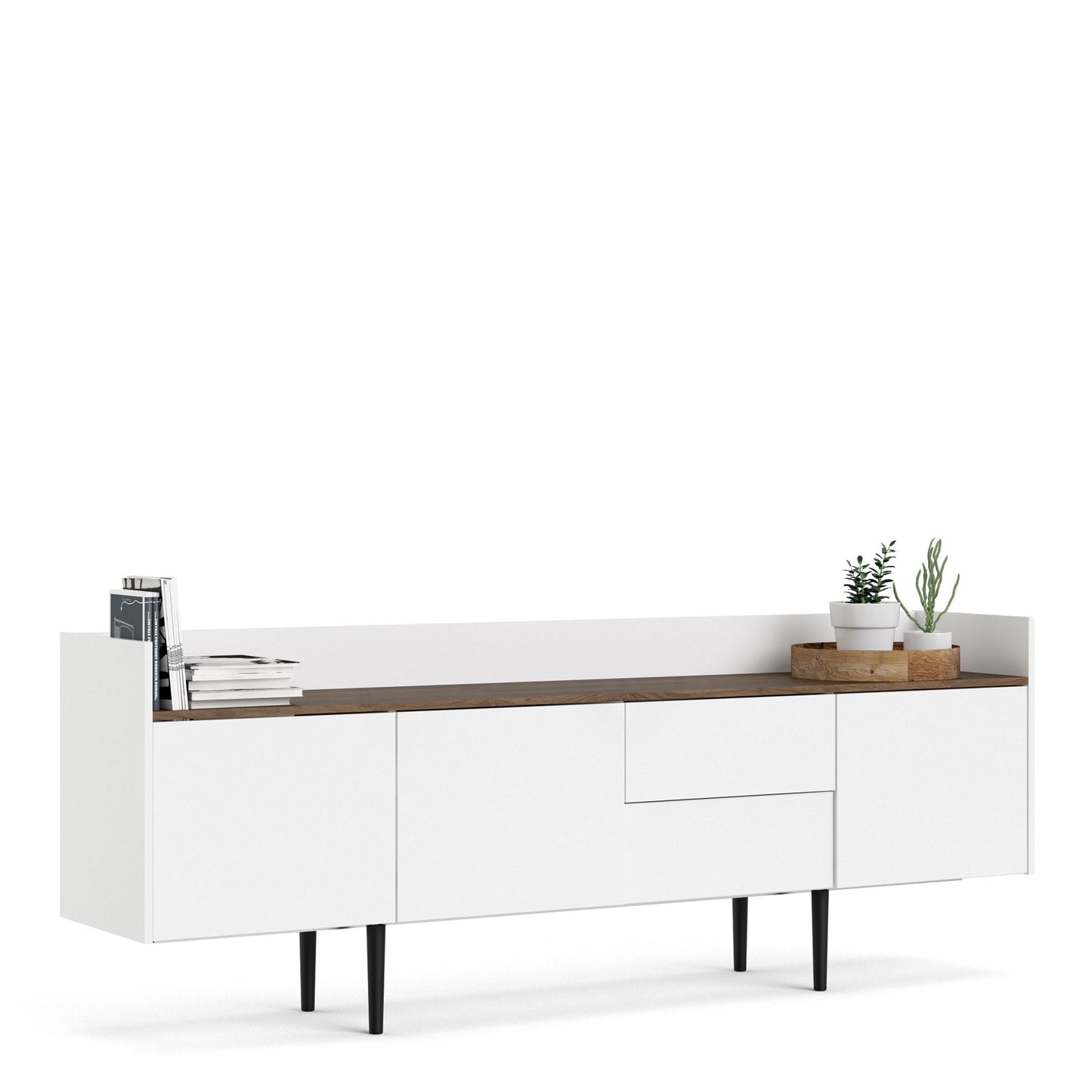 Furniture To Go Unit Sideboard 2 Drawers 3 Doors in White and Walnut