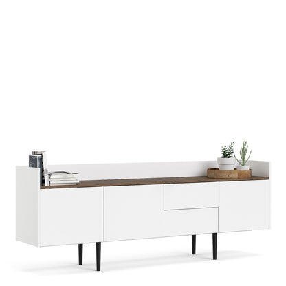 Furniture To Go Unit Sideboard 2 Drawers 3 Doors in White and Walnut