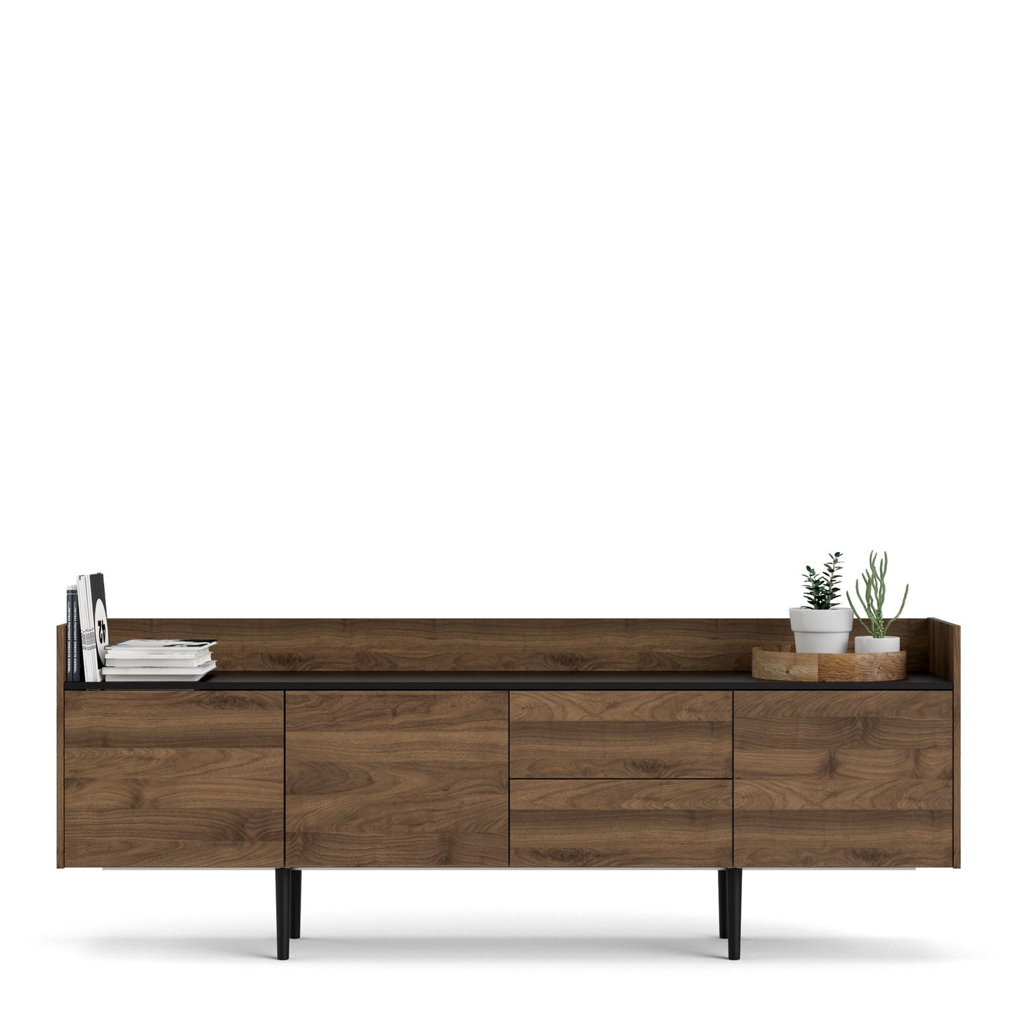 Furniture To Go Unit Sideboard 2 Drawers 3 Doors in Walnut and Black