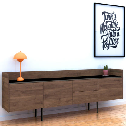 Furniture To Go Unit Sideboard 2 Drawers 3 Doors in Walnut and Black