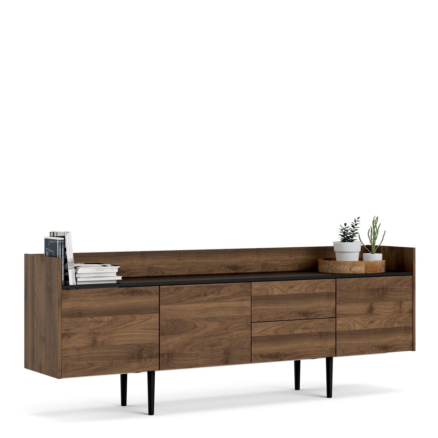 Furniture To Go Unit Sideboard 2 Drawers 3 Doors in Walnut and Black