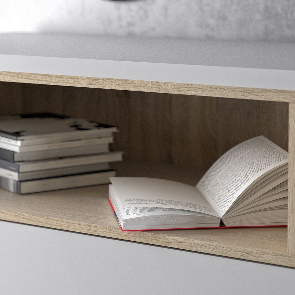 Furniture To Go Roomers Sideboard 3 Drawers 3 Doors in White and Oak