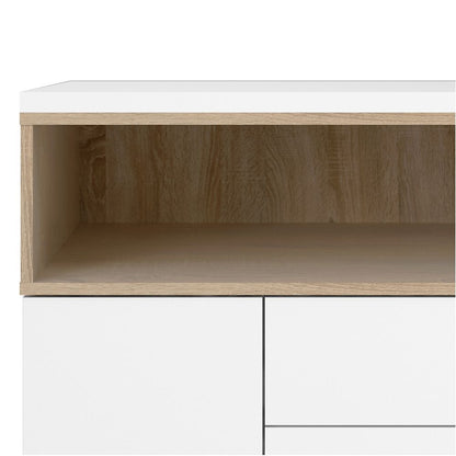 Furniture To Go Roomers Sideboard 3 Drawers 3 Doors in White and Oak