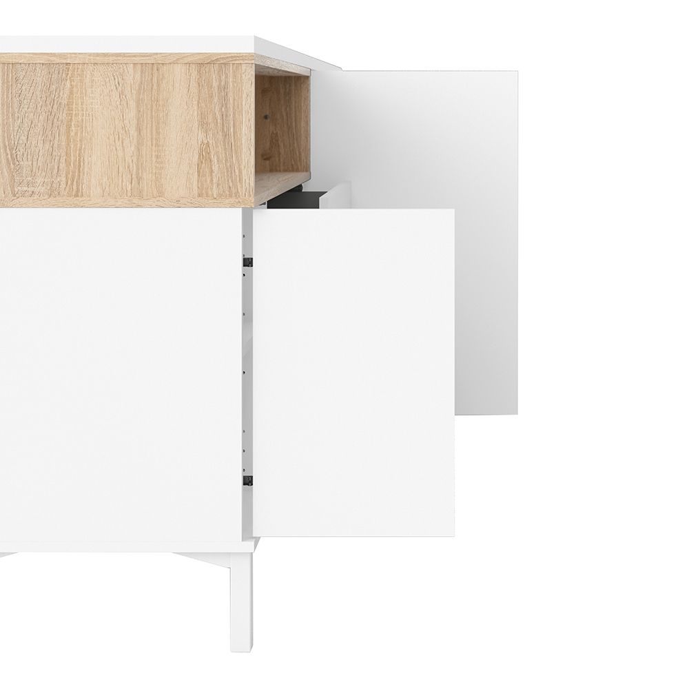 Furniture To Go Roomers Sideboard 3 Drawers 3 Doors in White and Oak