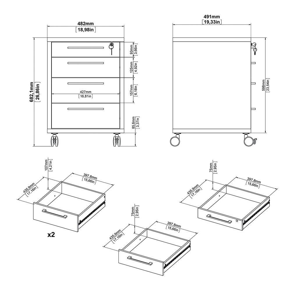 Furniture To Go Prima Mobile Cabinet in White