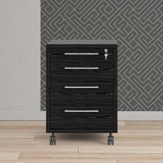 Furniture To Go Prima Mobile Cabinet in Black Woodgrain