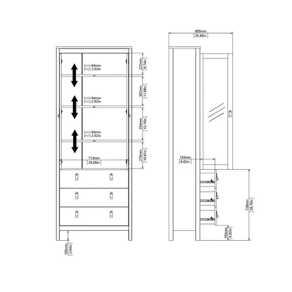 Furniture To Go Barcelona China Cabinet 2 Glass Doors with 3 Drawers in White