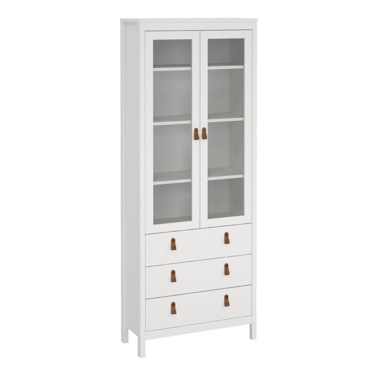 Furniture To Go Barcelona China Cabinet 2 Glass Doors with 3 Drawers in White