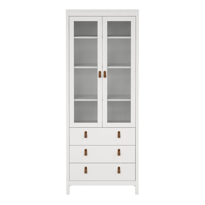 Furniture To Go Barcelona China Cabinet 2 Glass Doors with 3 Drawers in White