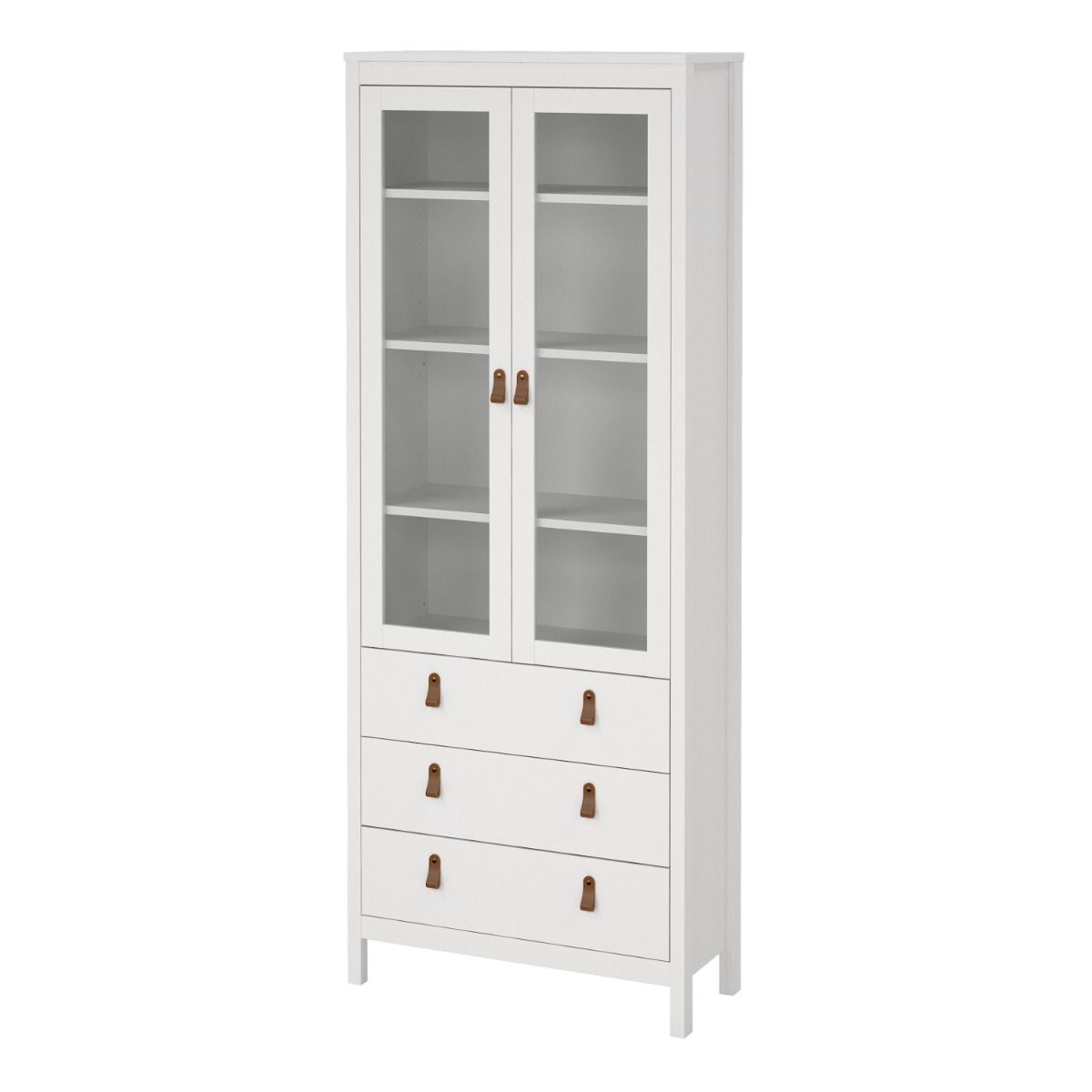 Furniture To Go Barcelona China Cabinet 2 Glass Doors with 3 Drawers in White