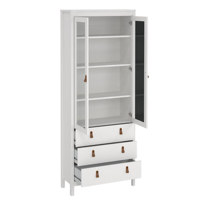 Furniture To Go Barcelona China Cabinet 2 Glass Doors with 3 Drawers in White