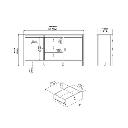 Furniture To Go Barcelona Sideboard 2 Doors 3 Drawers in White