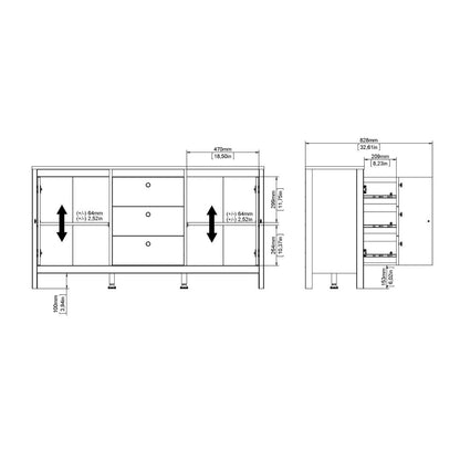 Furniture To Go Barcelona Sideboard 2 Doors 3 Drawers in White