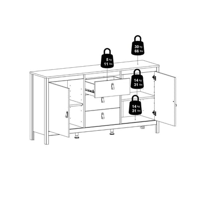 Furniture To Go Barcelona Sideboard 2 Doors 3 Drawers in White