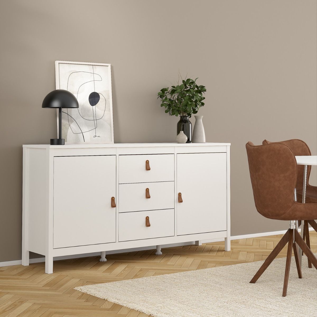 Furniture To Go Barcelona Sideboard 2 Doors 3 Drawers in White