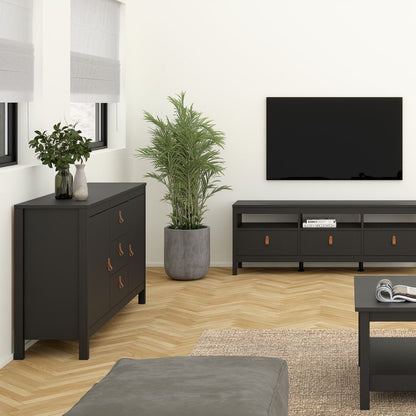 Furniture To Go Barcelona Sideboard 2 Doors 3 Drawers in Matt Black