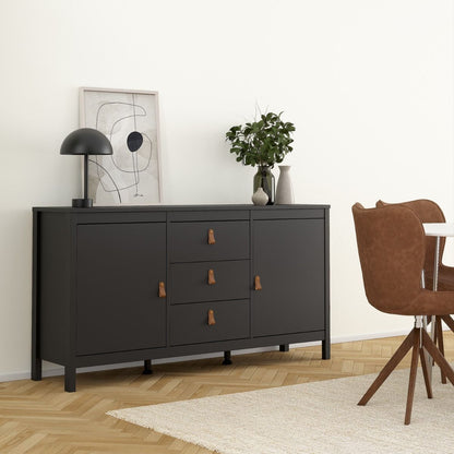 Furniture To Go Barcelona Sideboard 2 Doors 3 Drawers in Matt Black