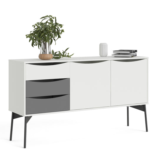 Furniture To Go Fur Stylish 2-Door, 3-Drawer Sideboard Design in Elegant Grey and White