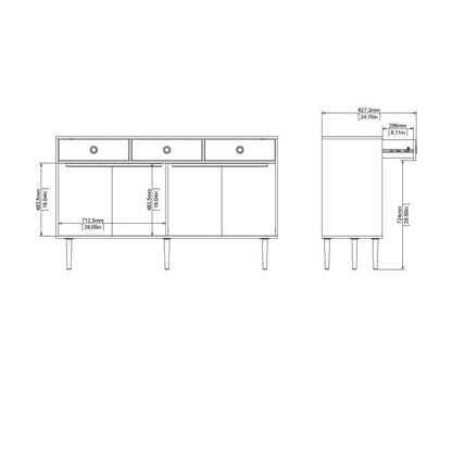 Furniture To Go Rome Sideboard 2 Sliding Doors 3 Drawers in Jackson Hickory Oak and Matt Black