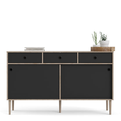 Furniture To Go Rome Sideboard 2 Sliding Doors 3 Drawers in Jackson Hickory Oak and Matt Black