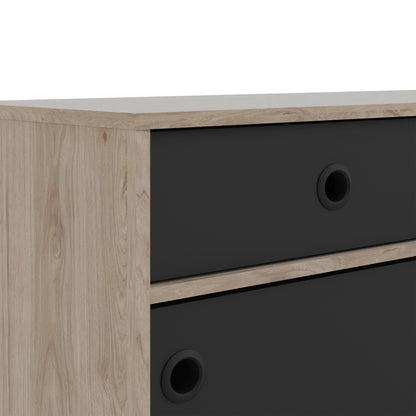 Furniture To Go Rome Sideboard 2 Sliding Doors 3 Drawers in Jackson Hickory Oak and Matt Black