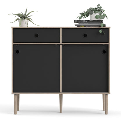 Furniture To Go Rome Sideboard 2 Sliding Doors 2 Drawers in Jackson Hickory Oak and Matt Black