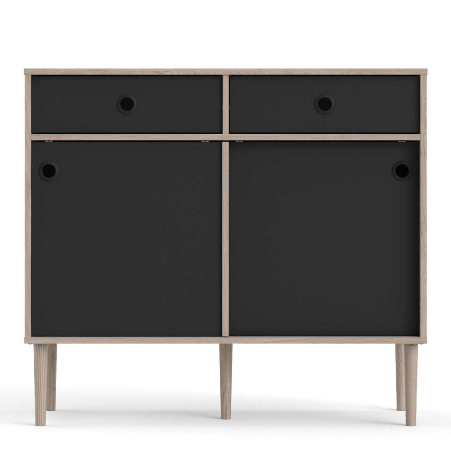 Furniture To Go Rome Sideboard 2 Sliding Doors 2 Drawers in Jackson Hickory Oak and Matt Black