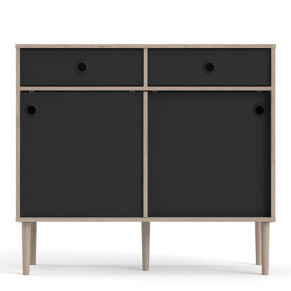 Furniture To Go Rome Sideboard 2 Sliding Doors 2 Drawers in Jackson Hickory Oak and Matt Black