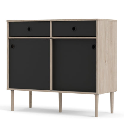 Furniture To Go Rome Sideboard 2 Sliding Doors 2 Drawers in Jackson Hickory Oak and Matt Black