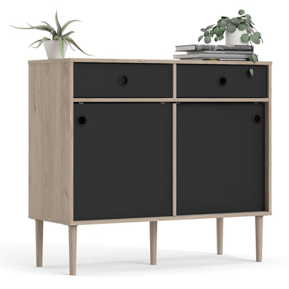 Furniture To Go Rome Sideboard 2 Sliding Doors 2 Drawers in Jackson Hickory Oak and Matt Black