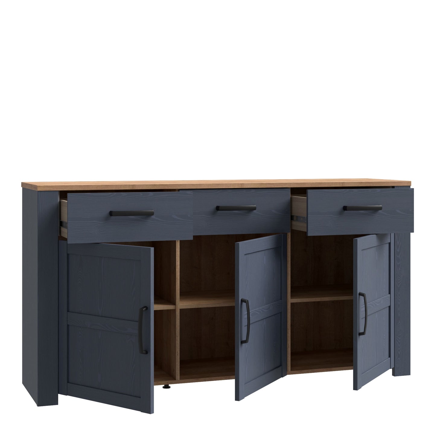 Furniture To Go Bohol 3 Door 3 Drawer Sideboard in Riviera Oak/Navy