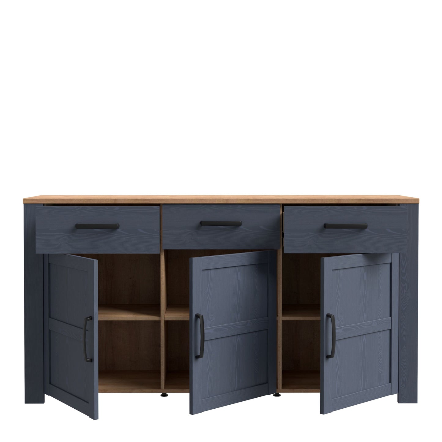 Furniture To Go Bohol 3 Door 3 Drawer Sideboard in Riviera Oak/Navy