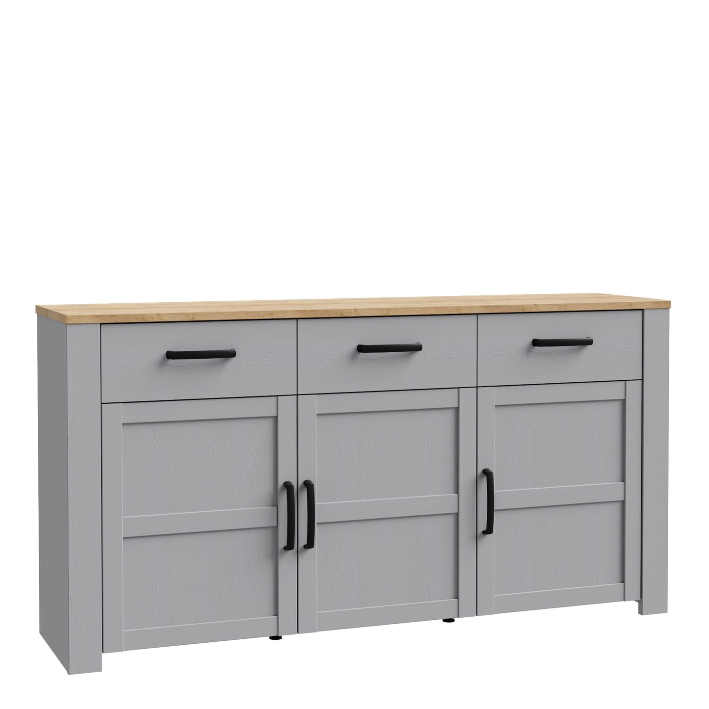 Furniture To Go Bohol 3 Door 3 Drawer Sideboard in Riviera Oak/Grey Oak