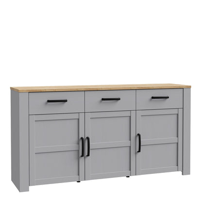 Furniture To Go Bohol 3 Door 3 Drawer Sideboard in Riviera Oak/Grey Oak