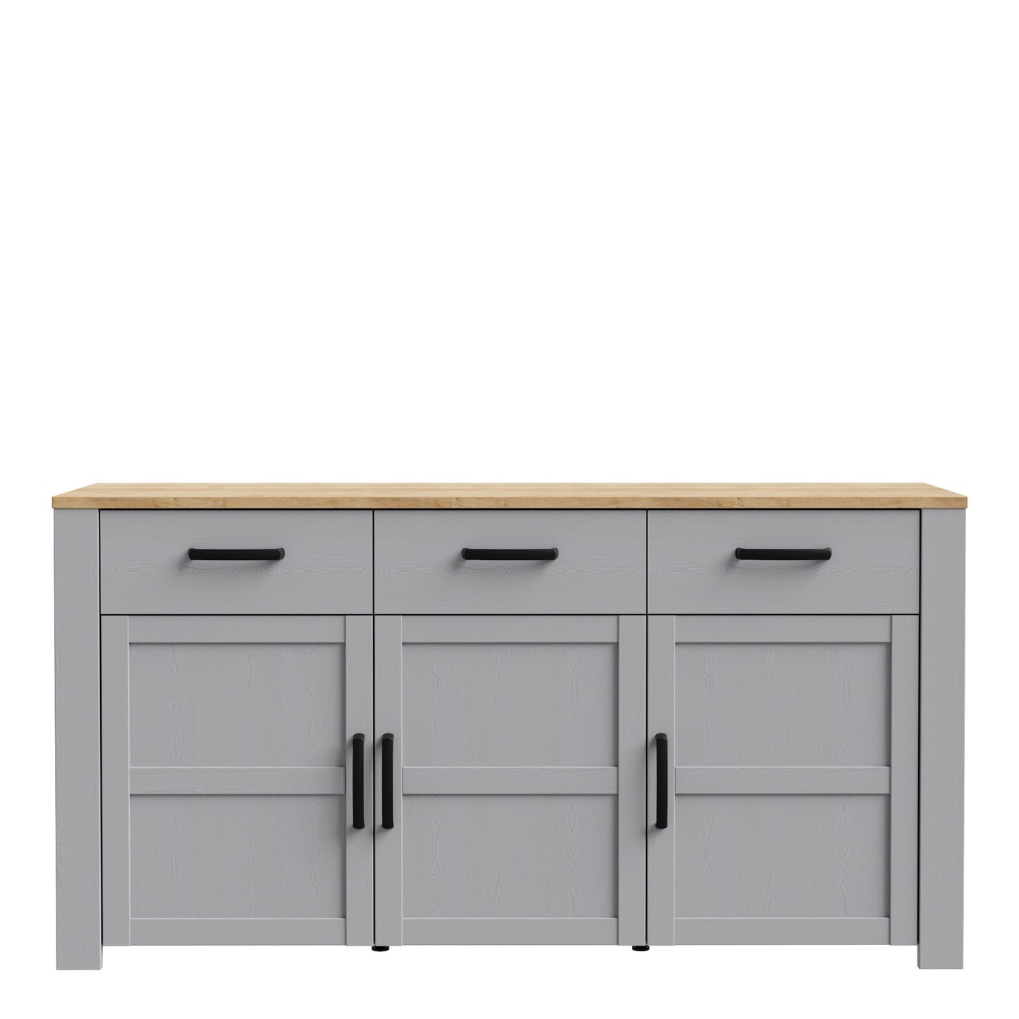 Furniture To Go Bohol 3 Door 3 Drawer Sideboard in Riviera Oak/Grey Oak