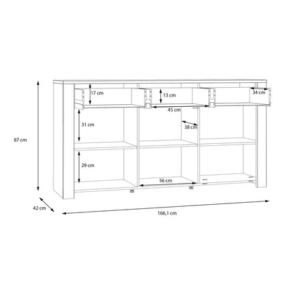 Furniture To Go Bohol 3 Door 3 Drawer Sideboard in Riviera Oak/White