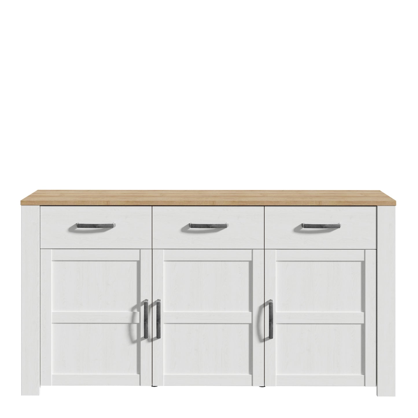 Furniture To Go Bohol 3 Door 3 Drawer Sideboard in Riviera Oak/White