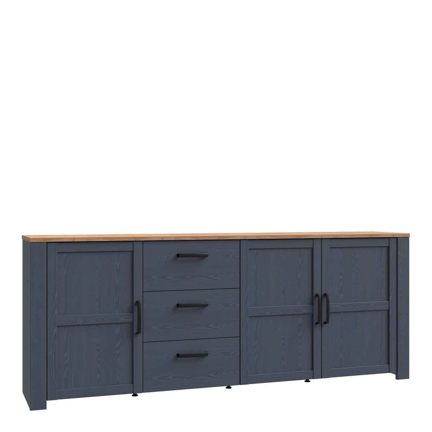 Furniture To Go Bohol 3 Door 3 Drawer Large Sideboard in Riviera Oak/Navy