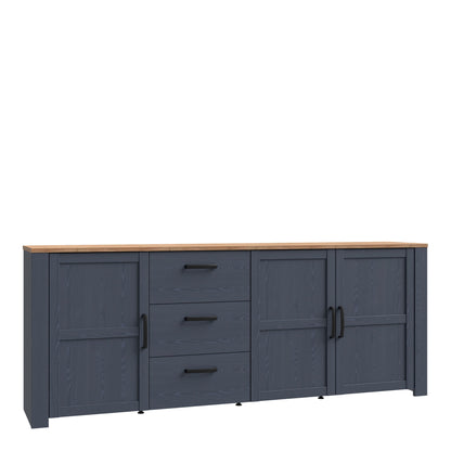 Furniture To Go Bohol 3 Door 3 Drawer Large Sideboard in Riviera Oak/Navy