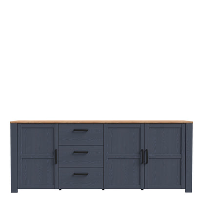 Furniture To Go Bohol 3 Door 3 Drawer Large Sideboard in Riviera Oak/Navy