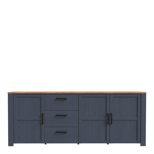 Furniture To Go Bohol 3 Door 3 Drawer Large Sideboard in Riviera Oak/Navy