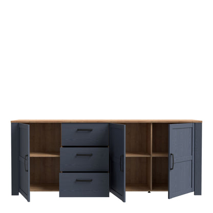 Furniture To Go Bohol 3 Door 3 Drawer Large Sideboard in Riviera Oak/Navy