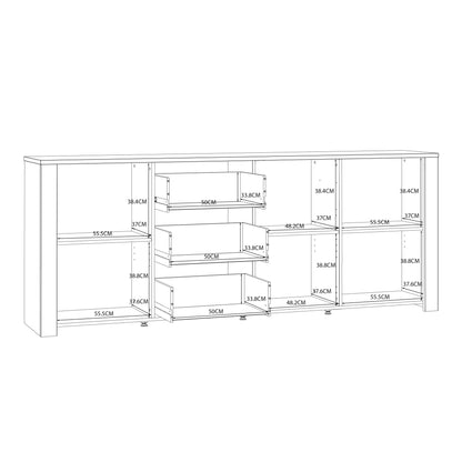 Furniture To Go Bohol 3 Door 3 Drawer Large Sideboard in Riviera Oak/Navy