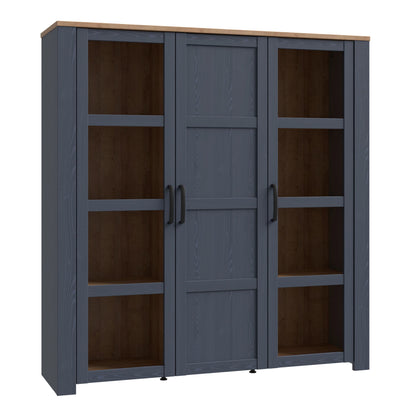 Furniture To Go Bohol 3 Door Large Display Cabinet in Riviera Oak/Navy