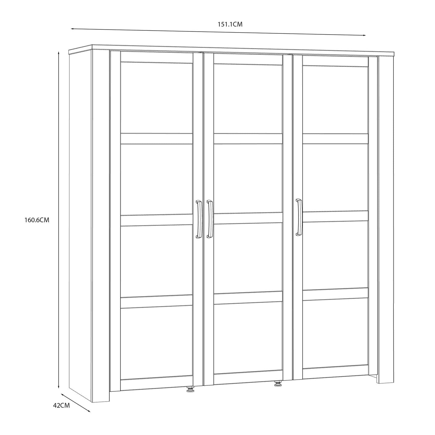 Furniture To Go Bohol 3 Door Large Display Cabinet in Riviera Oak/Navy