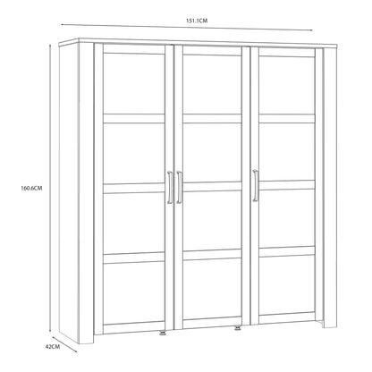 Furniture To Go Bohol 3 Door Large Display Cabinet in Riviera Oak/Navy