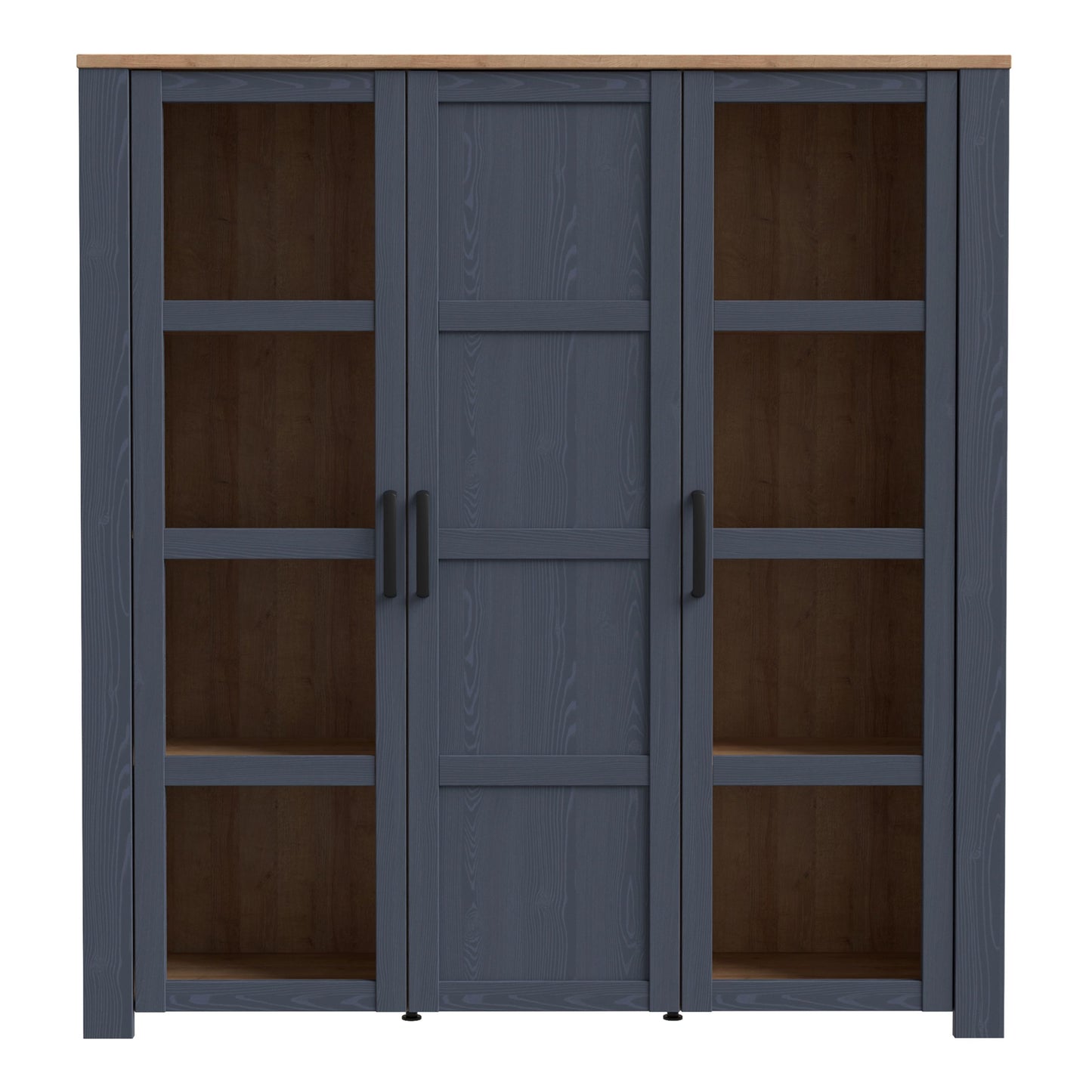 Furniture To Go Bohol 3 Door Large Display Cabinet in Riviera Oak/Navy