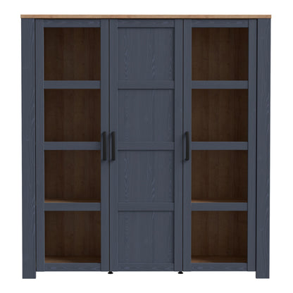 Furniture To Go Bohol 3 Door Large Display Cabinet in Riviera Oak/Navy